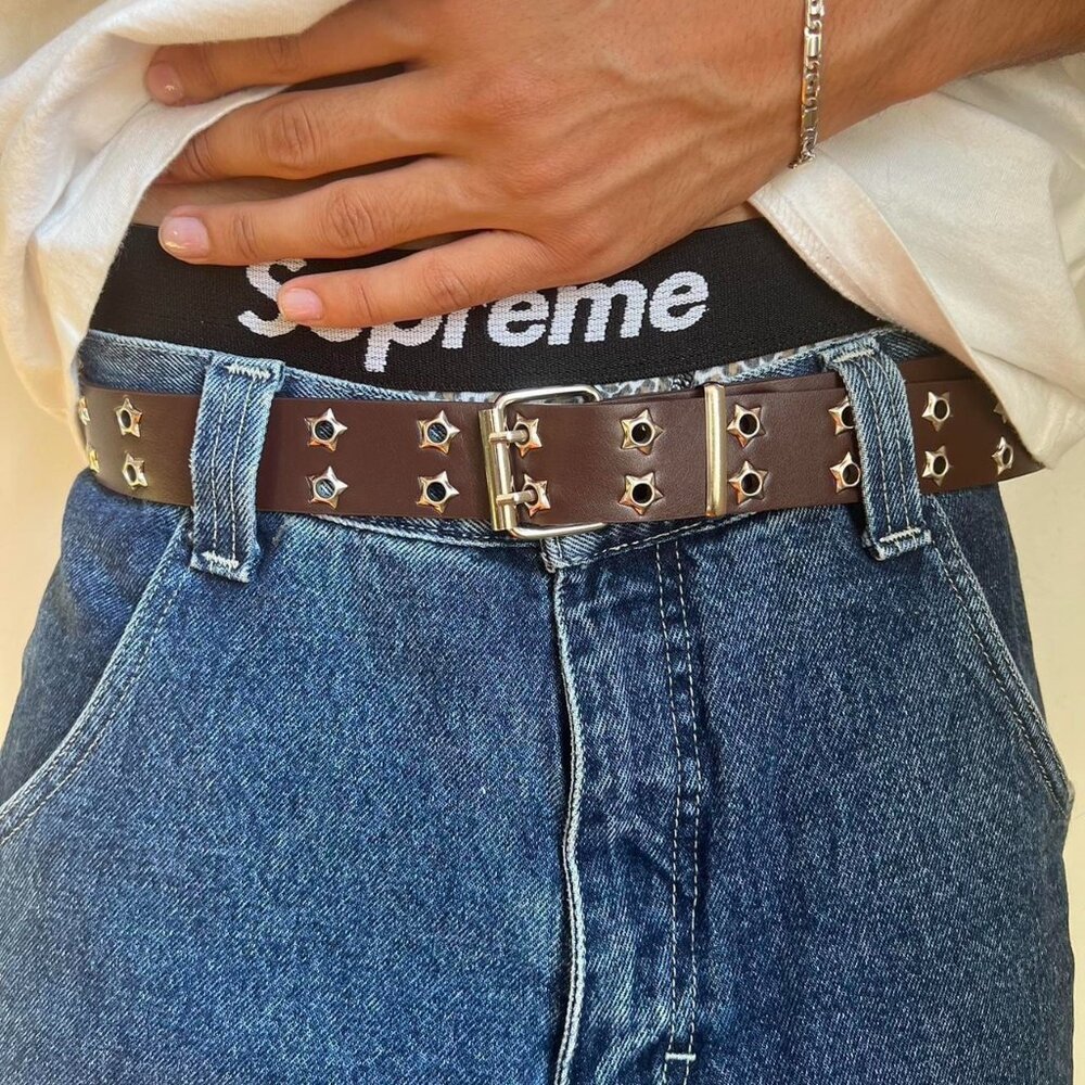 y2k 2000s vintage style silver star studded goth emo grunge skater belt
